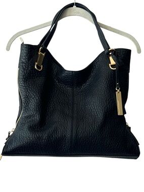 🖤Vince Camuto Black Pebbled Leather Tote Shoulder Bag Gold Hardware